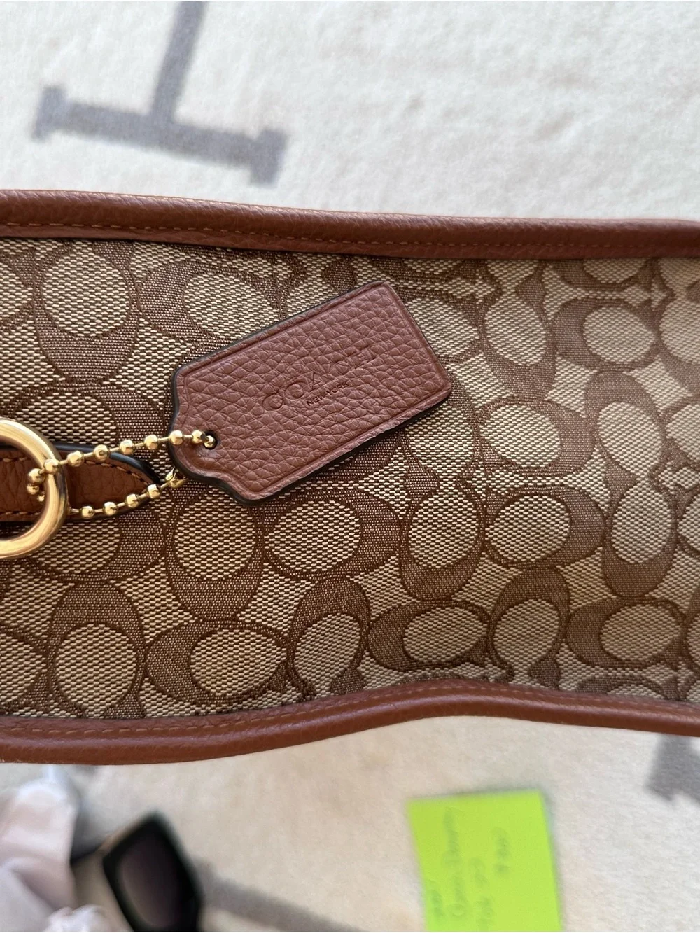 Coach Brown Signature Canvas Tote with Multicolor Vertical Stripe - Picture 3 of 11